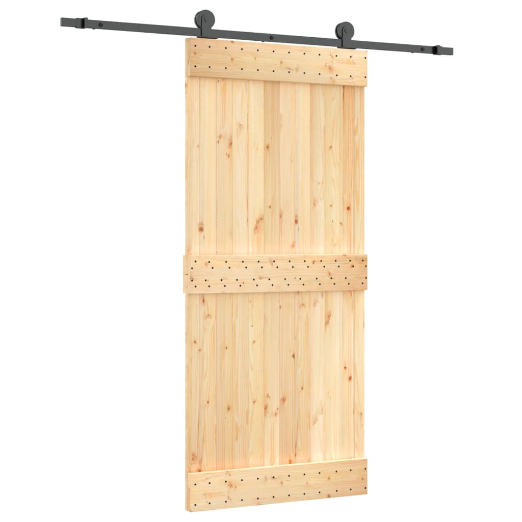 Porte coulissante et kit de quincaillerie 90x210 cm pin massif