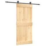 Porte coulissante et kit de quincaillerie 90x210 cm pin massif