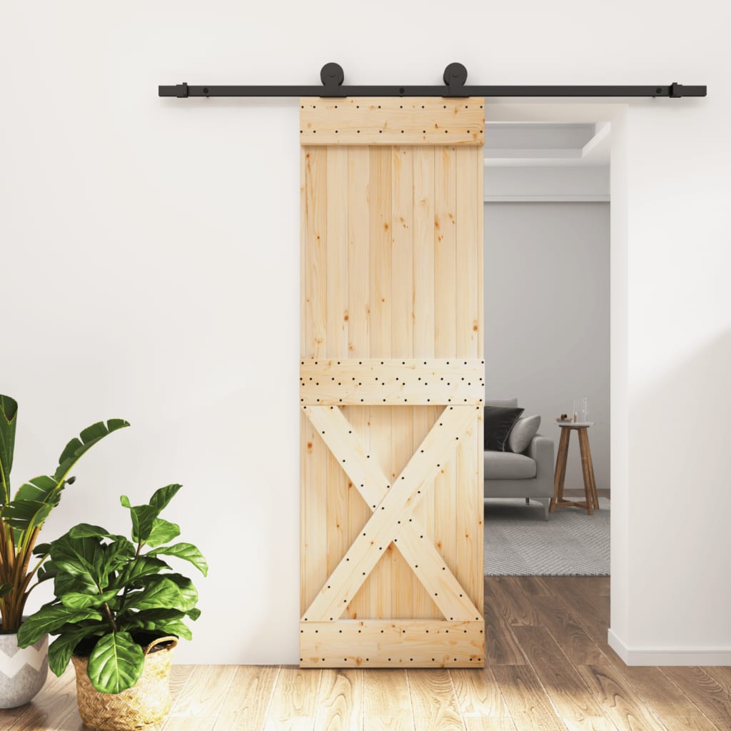 Porte coulissante et kit de quincaillerie 70x210 cm pin massif