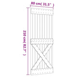 Sliding door and hardware kit 80x210 cm solid pine