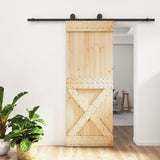 Sliding door and hardware kit 80x210 cm solid pine