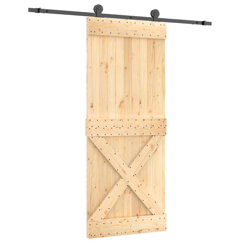 Porte coulissante et kit de quincaillerie 85x210 cm pin massif