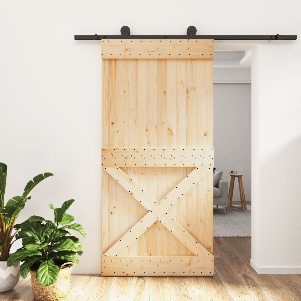 Sliding door and hardware kit 100x210 cm solid pine