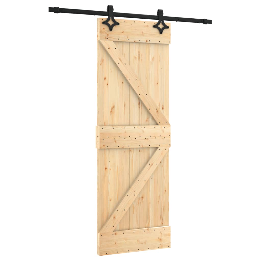 Porte coulissante et kit de quincaillerie 70x210 cm pin massif