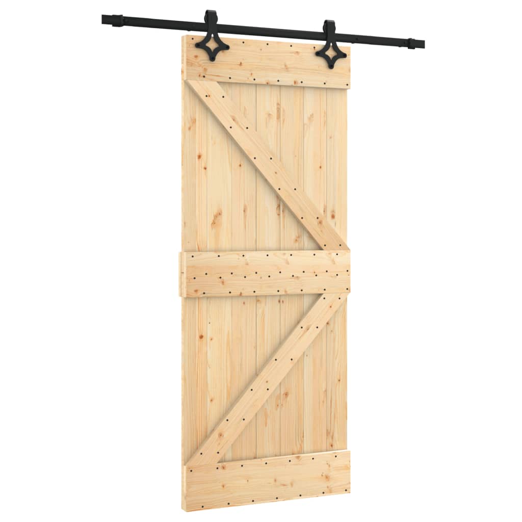 Porte coulissante et kit de quincaillerie 85x210 cm pin massif