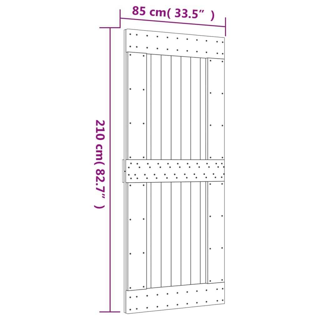 Sliding door and hardware kit 85x210 cm solid pine