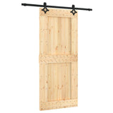 Sliding door and hardware kit 90x210 cm solid pine