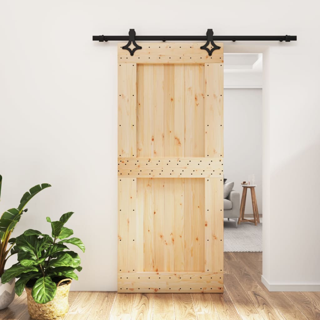 Sliding door and hardware kit 90x210 cm solid pine