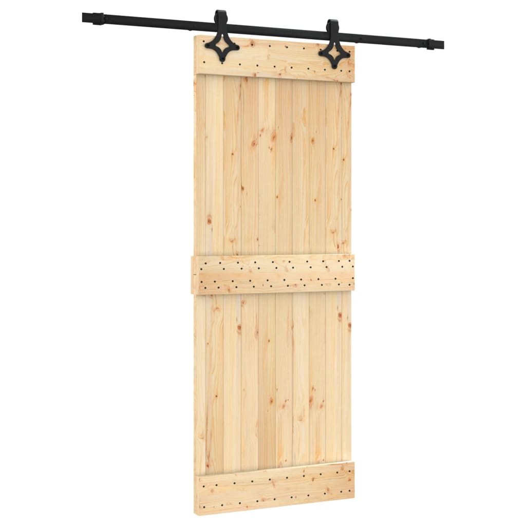 Porte coulissante et kit de quincaillerie 80x210 cm pin massif