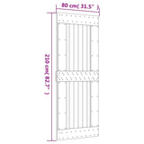 Sliding door and hardware kit 80x210 cm solid pine