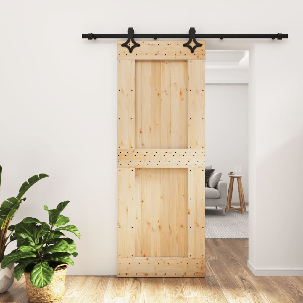 Sliding door and hardware kit 80x210 cm solid pine