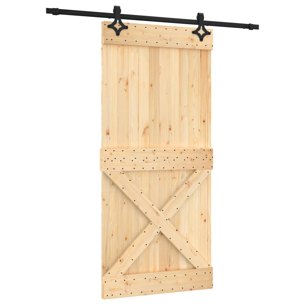 Porte coulissante et kit de quincaillerie 95x210 cm pin massif