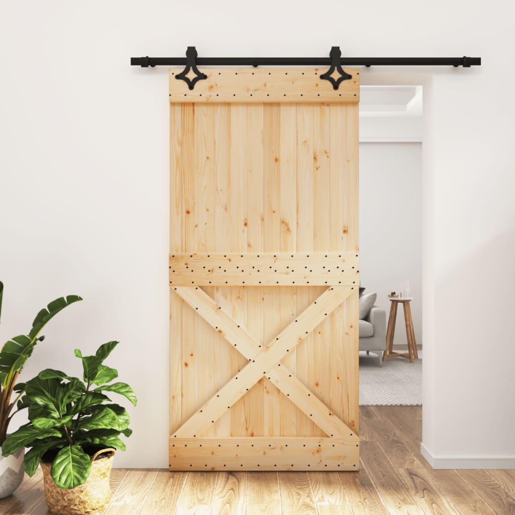 Sliding door and hardware kit 100x210 cm solid pine