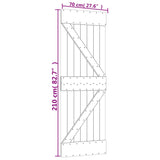 Porte coulissante et kit de quincaillerie 70x210 cm pin massif