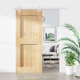 Sliding door and hardware kit 90x210 cm solid pine