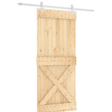 Porte coulissante et kit de quincaillerie 90x210 cm pin massif