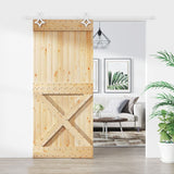 Sliding door and hardware kit 90x210 cm solid pine