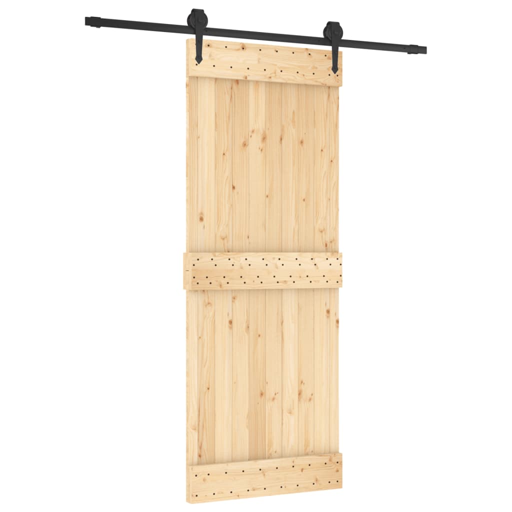 Porte coulissante et kit de quincaillerie 80x210 cm pin massif