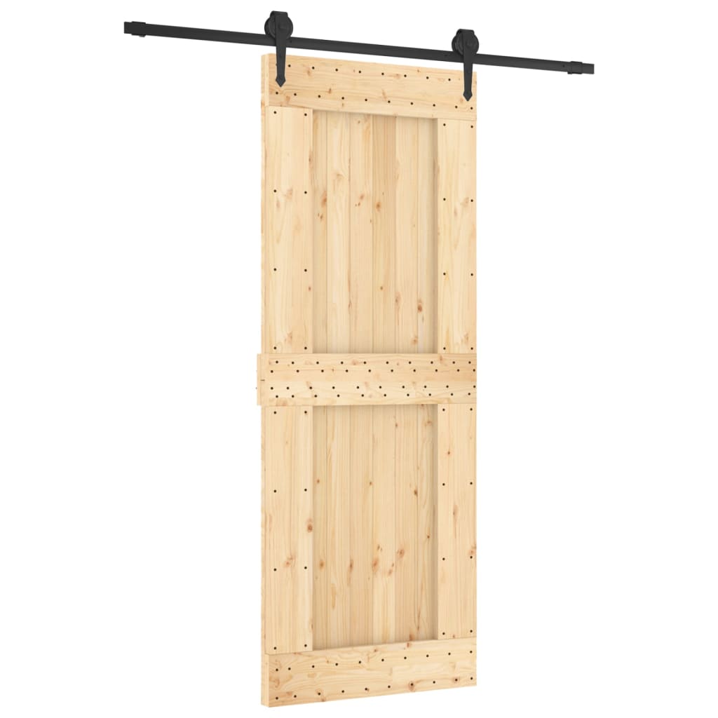 Porte coulissante et kit de quincaillerie 80x210 cm pin massif