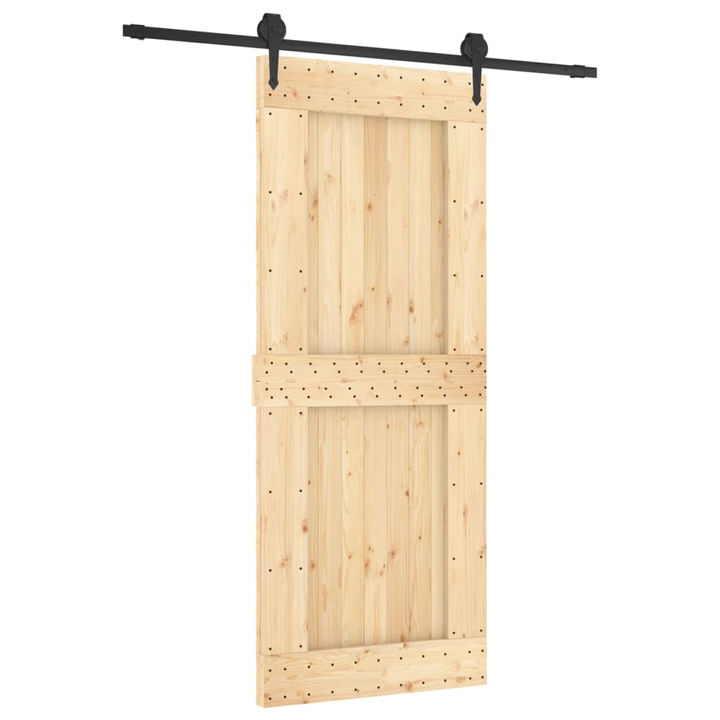 Porte coulissante et kit de quincaillerie 85x210 cm pin massif