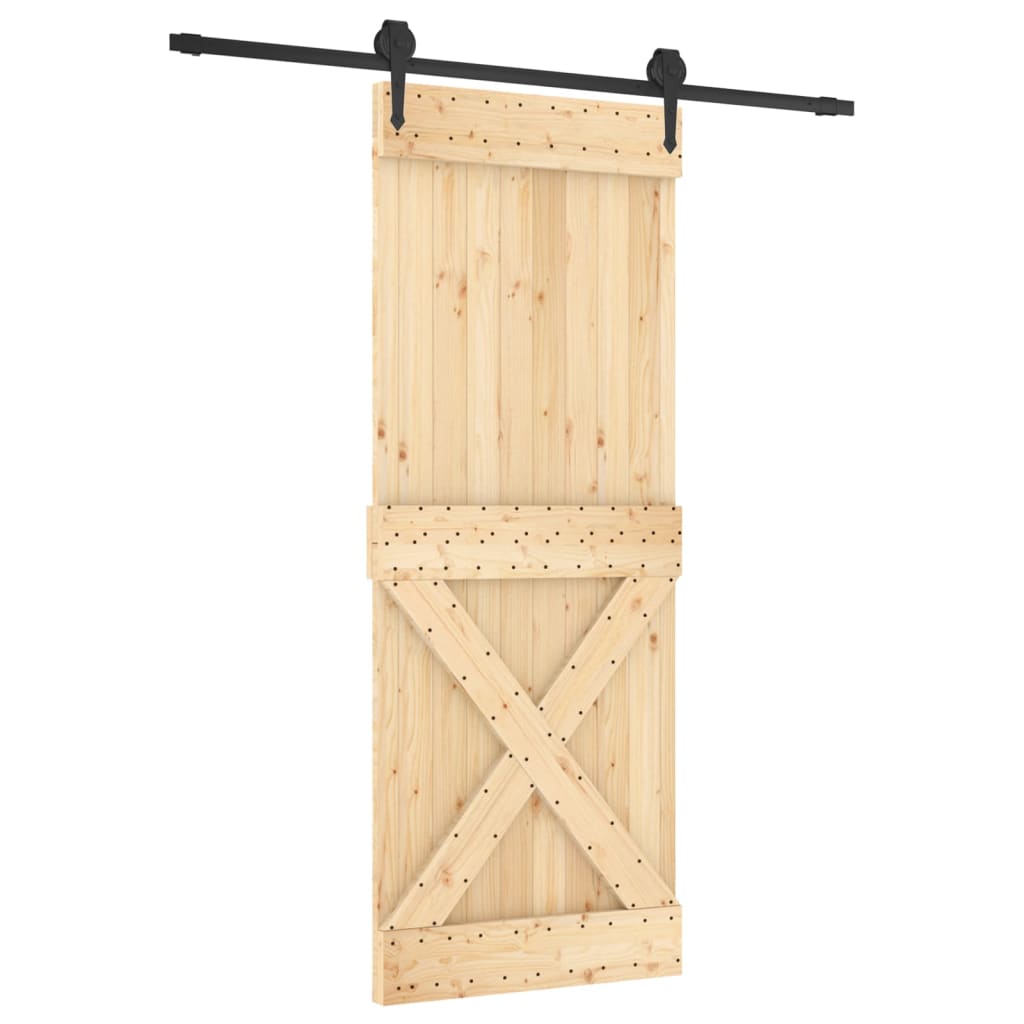 Porte coulissante et kit de quincaillerie 80x210 cm pin massif