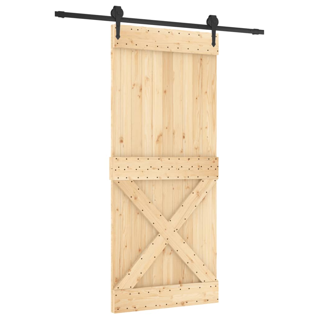 Porte coulissante et kit de quincaillerie 90x210 cm pin massif