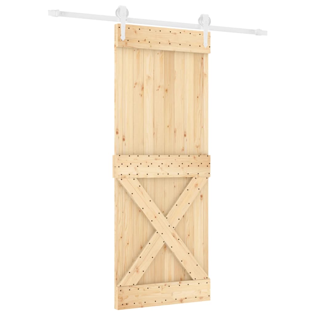 Porte coulissante et kit de quincaillerie 80x210 cm pin massif