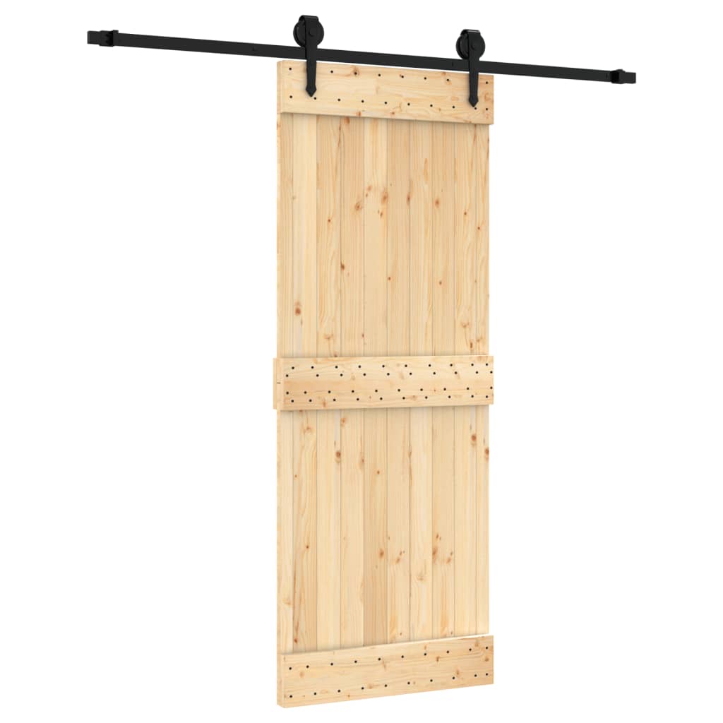 Porte coulissante et kit de quincaillerie 80x210 cm pin massif