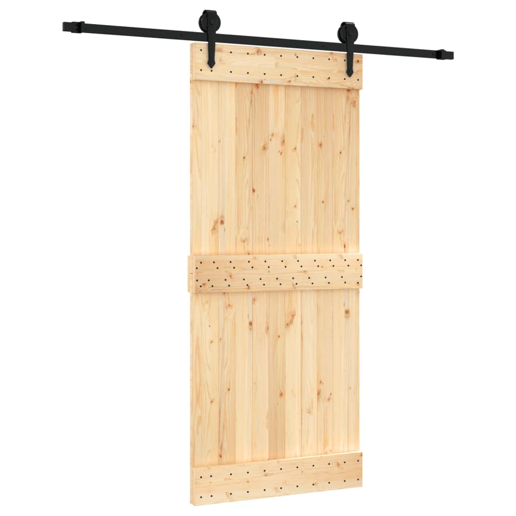 Porte coulissante et kit de quincaillerie 90x210 cm pin massif