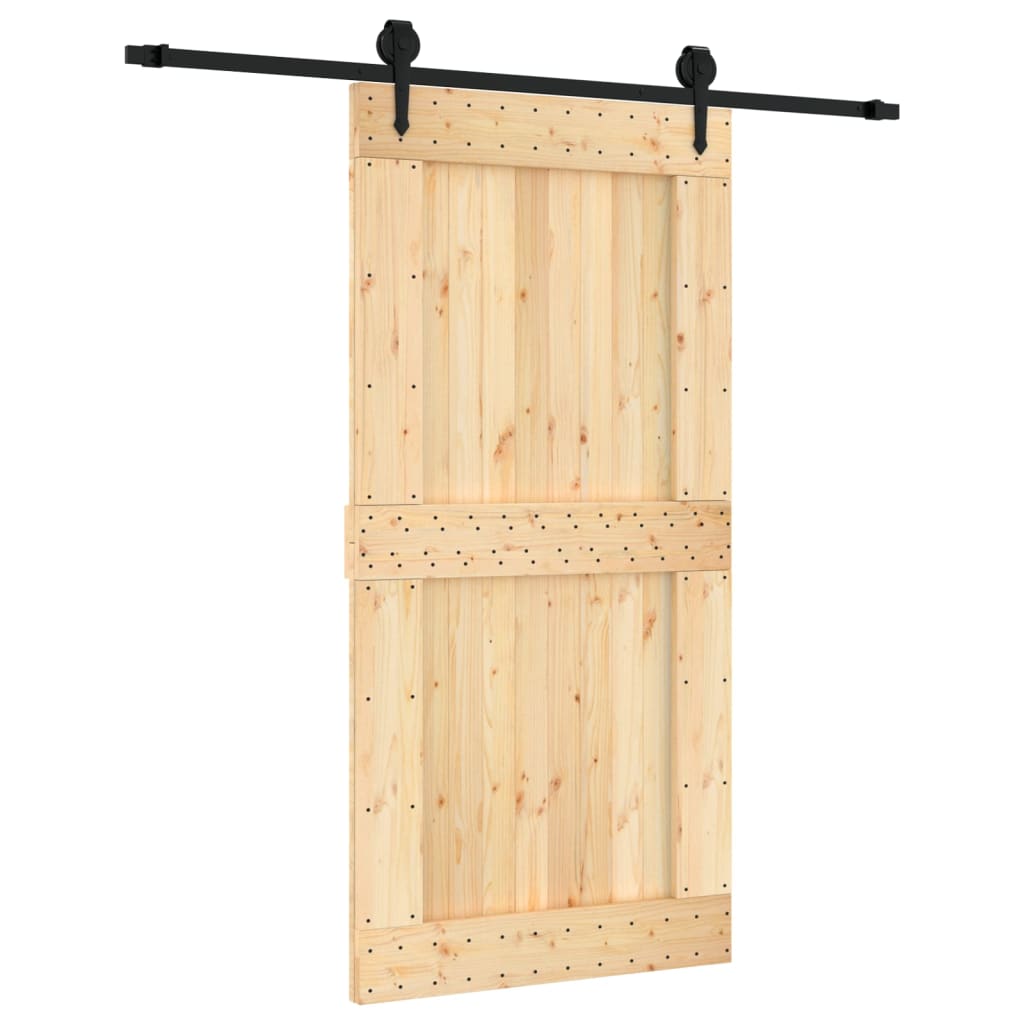 Porte coulissante et kit de quincaillerie 100x210 cm pin massif