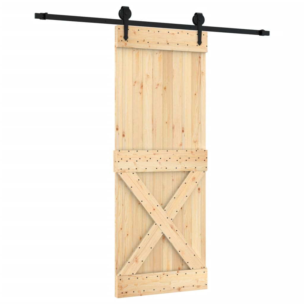 Porte coulissante et kit de quincaillerie 80x210 cm pin massif