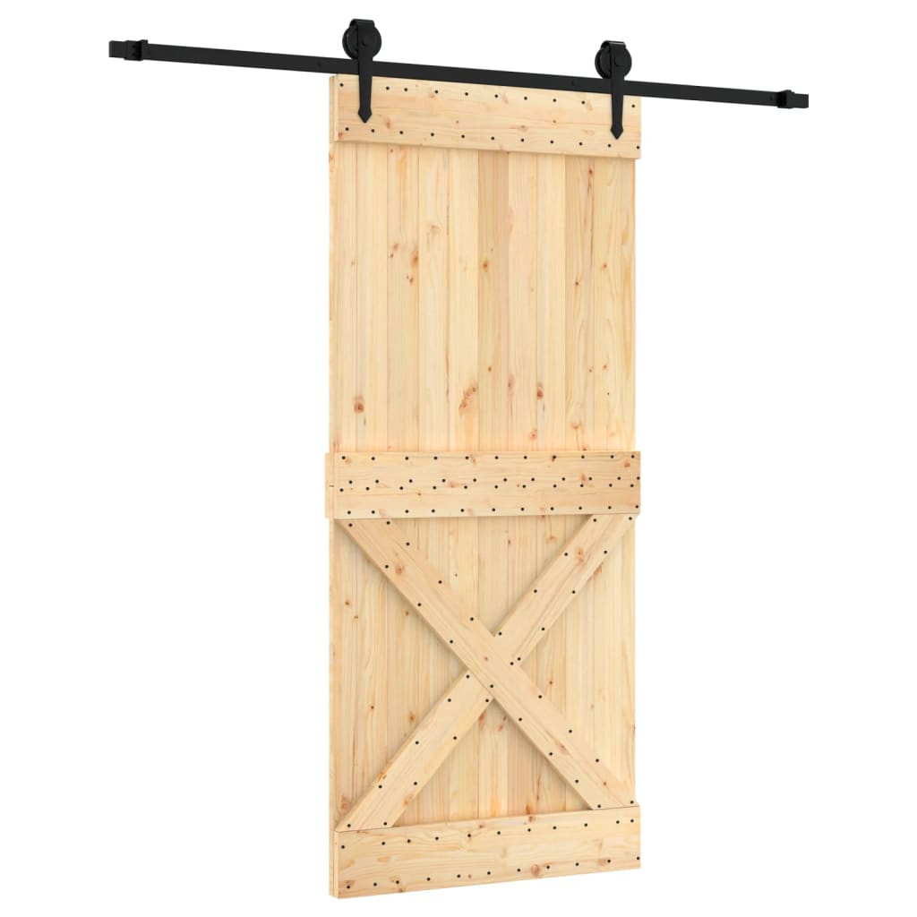 Porte coulissante et kit de quincaillerie 90x210 cm pin massif