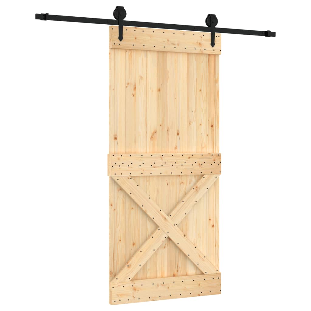 Porte coulissante et kit de quincaillerie 95x210 cm pin massif