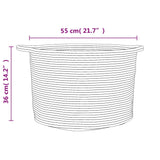 Panier à linge gris et blanc Ø55x36 cm coton