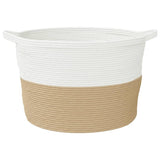 Panier à linge beige et blanc Ø60x36 cm coton