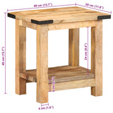 Beistelltisch 40x30x40 cm aus massivem rohem Mangoholz