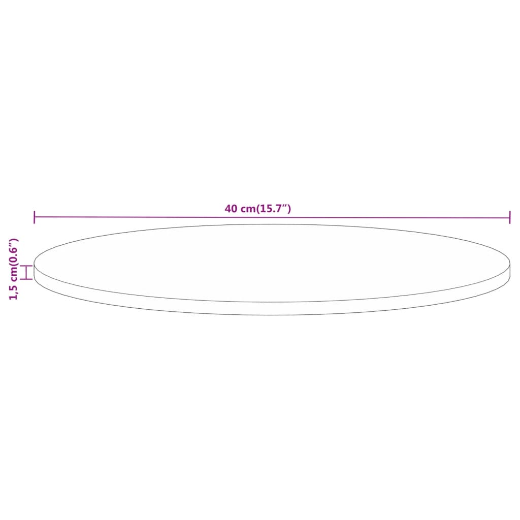 Table top Ø 40x1.5 cm round solid raw mango wood