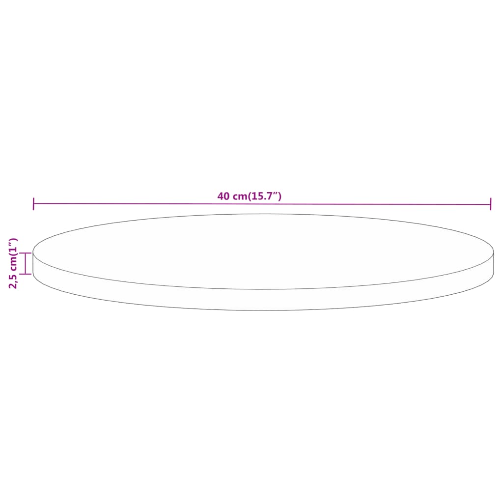 Table top Ø 40x2.5 cm round solid raw mango wood