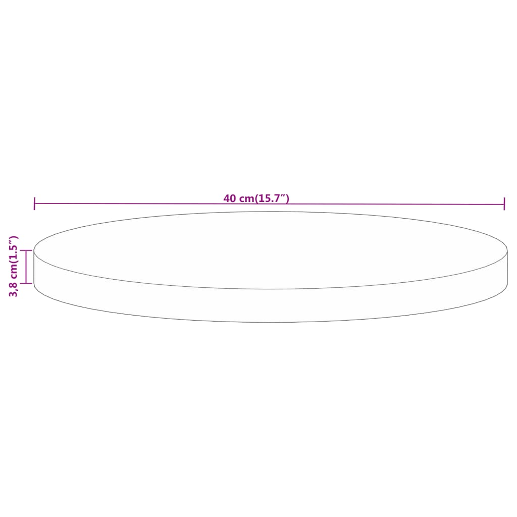 Dessus de table Ø 40x3,8 cm rond bois massif de manguier brut