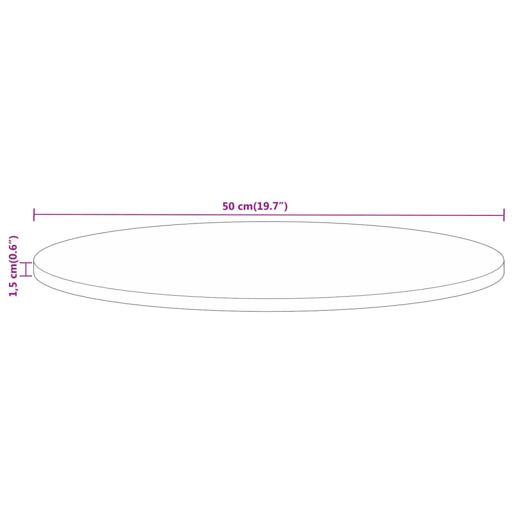 Table top Ø 50x1.5 cm round solid raw mango wood