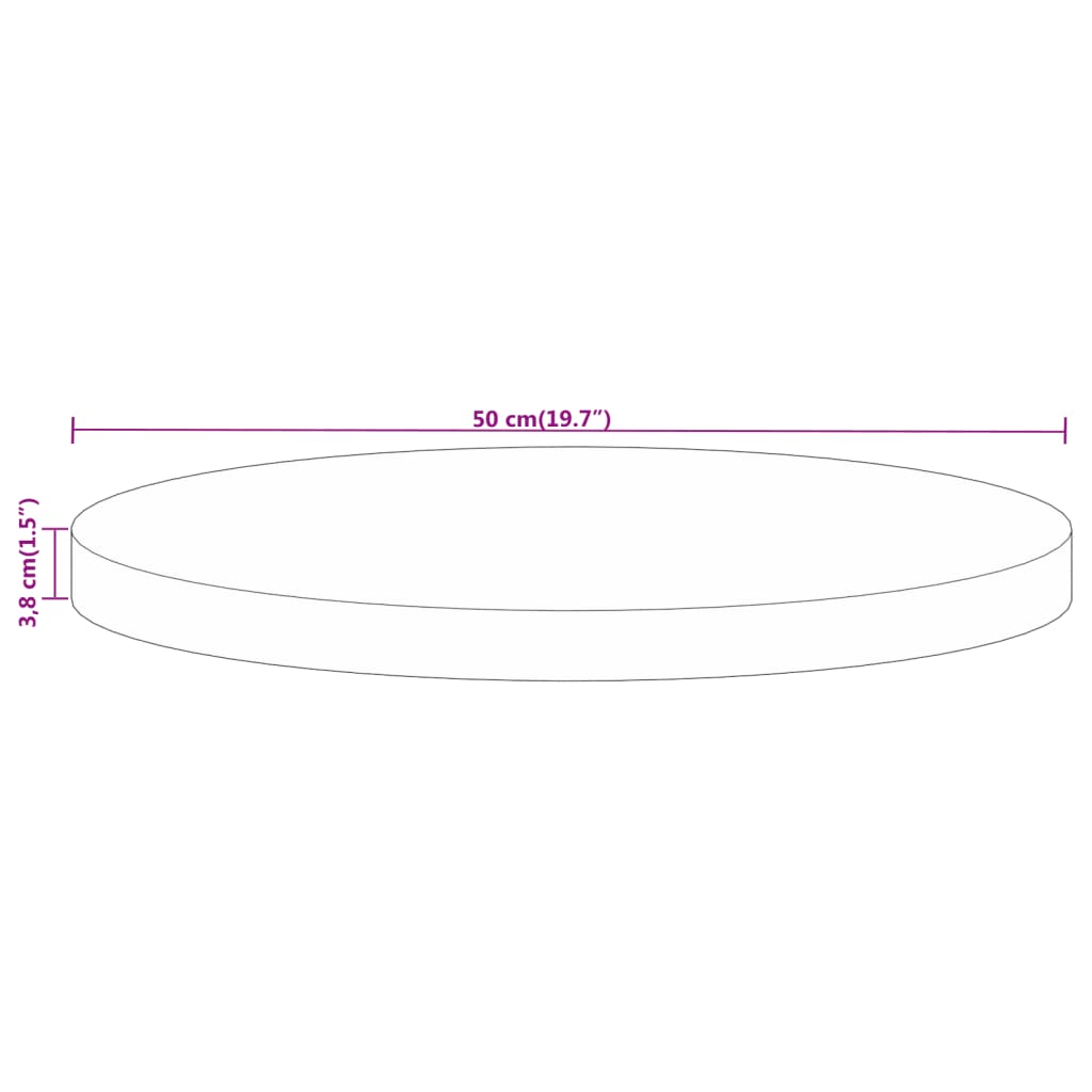 Table top Ø 50x3.8 cm round solid raw mango wood