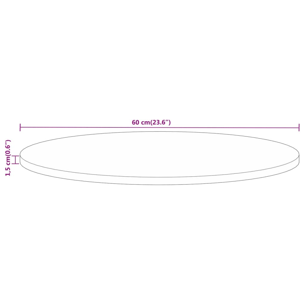 Table top Ø 60x1.5 cm round solid raw mango wood