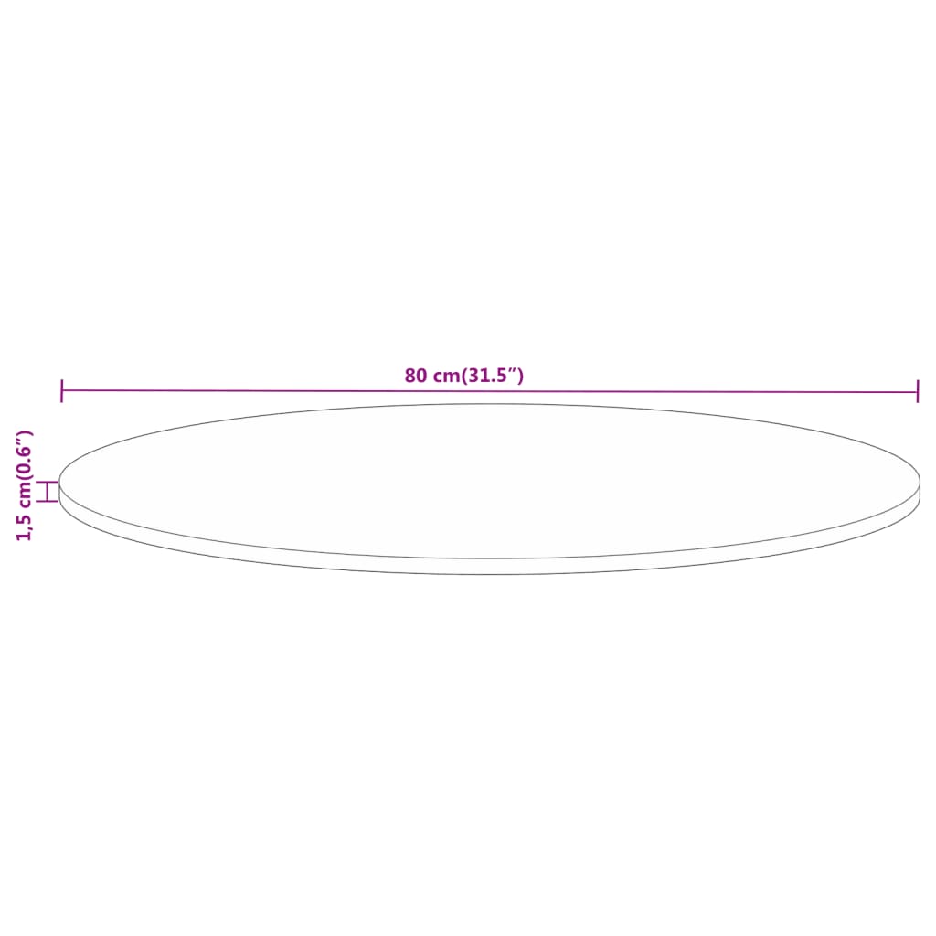 Table top Ø 80x1.5 cm round solid raw mango wood