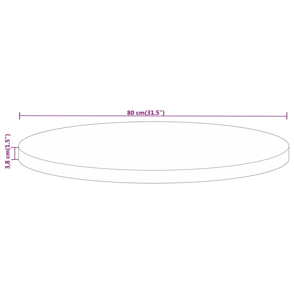 Table top Ø 80x3.8 cm round solid raw mango wood