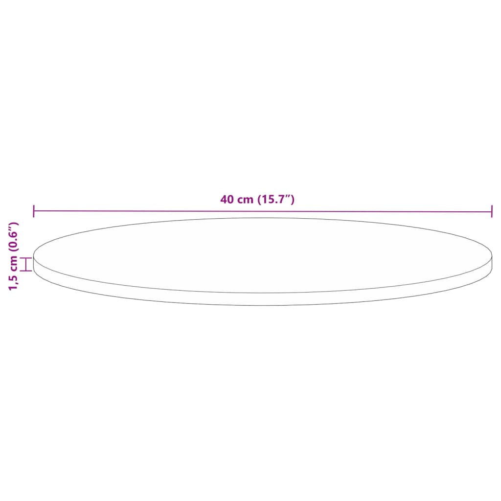 Dessus de table Ø 40x1,5 cm rond bois massif de récupération