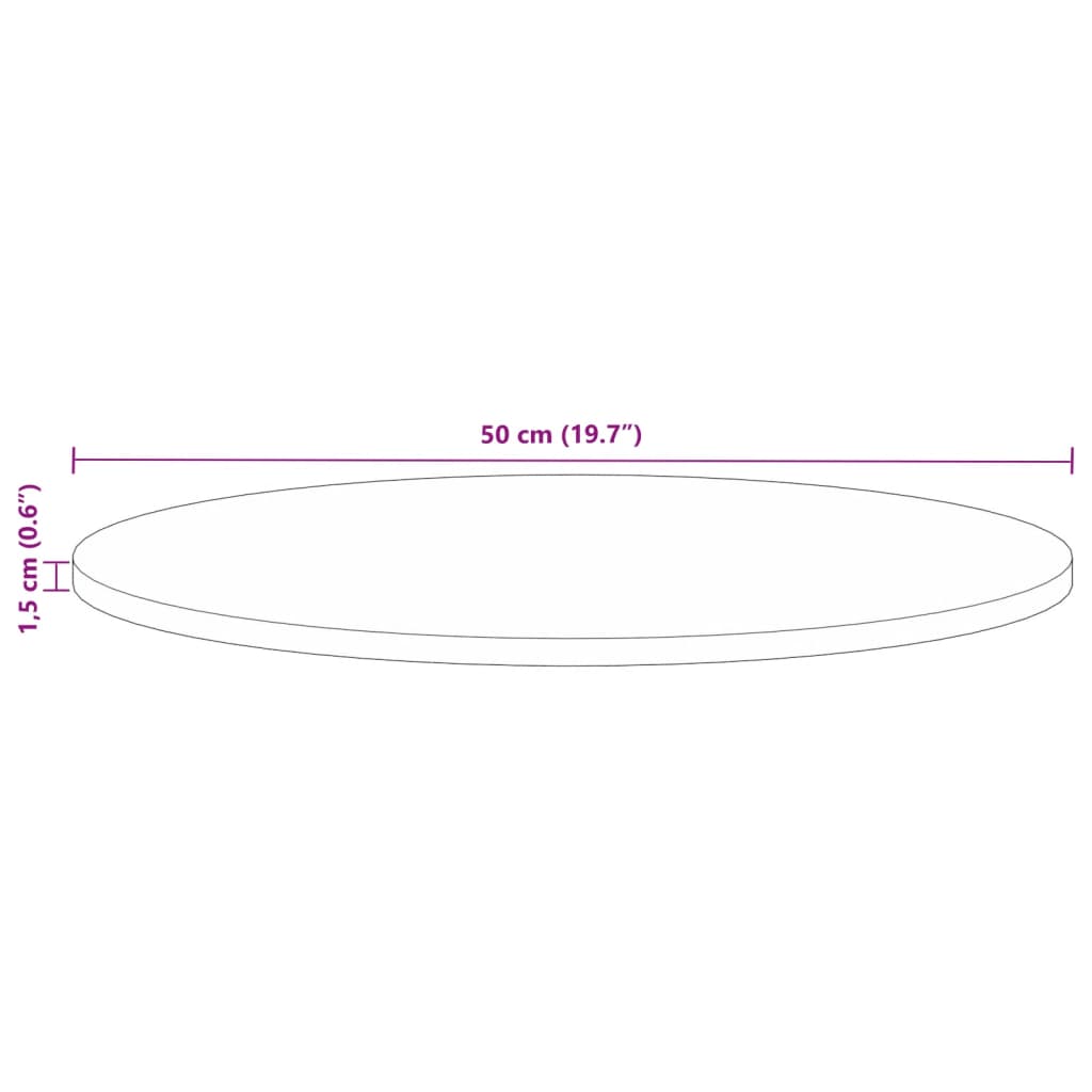 Table top Ø 50x1.5 cm round solid reclaimed wood