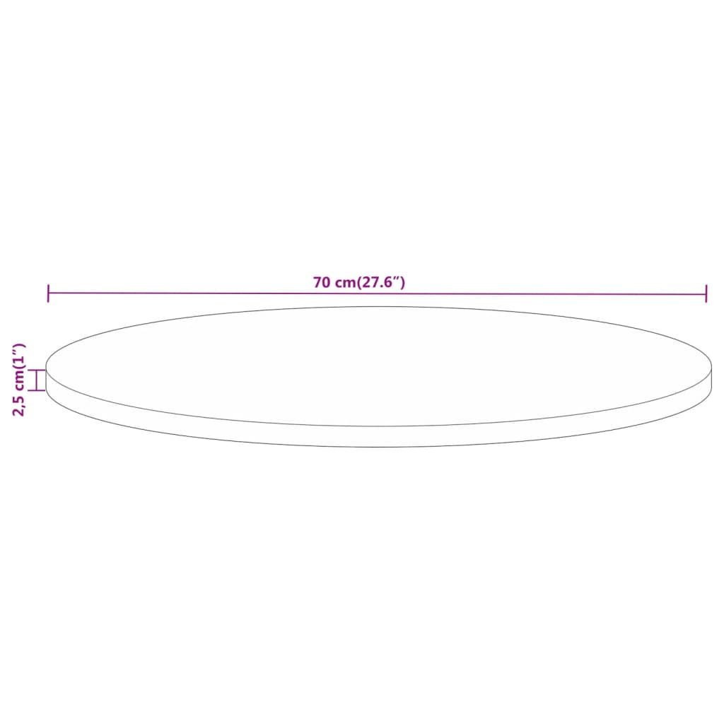 Table top Ø 70x2.5 cm round solid reclaimed wood