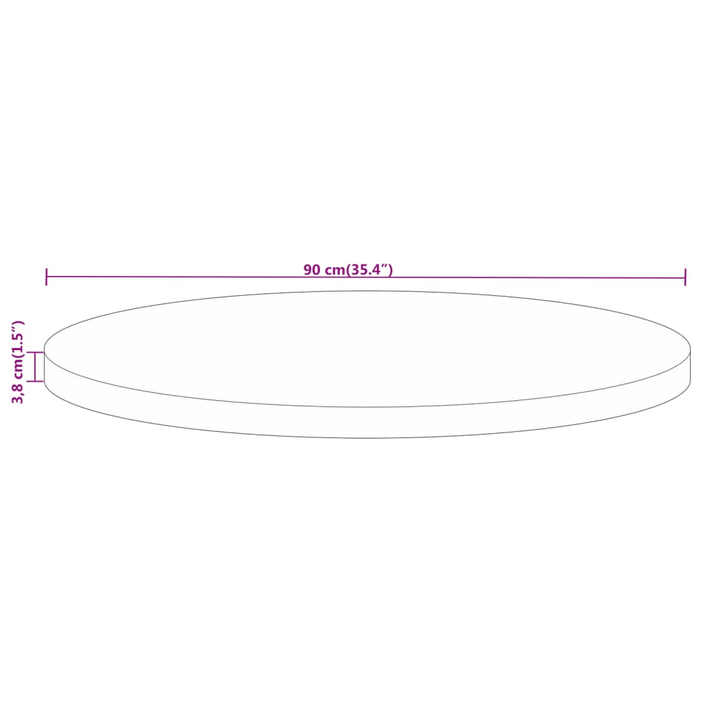 Table top Ø 90x3.8 cm round solid reclaimed wood