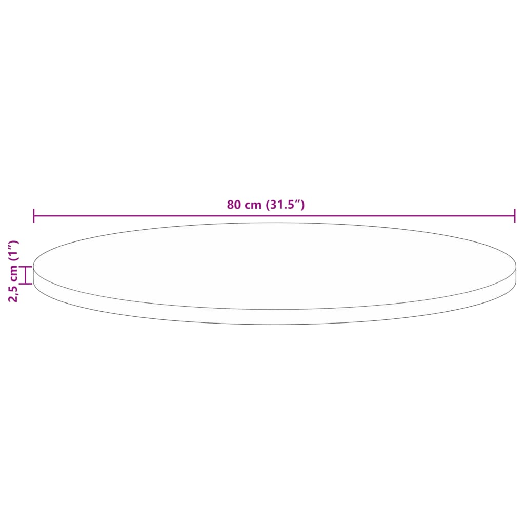 Table top Ø 80x2.5 cm round solid reclaimed wood