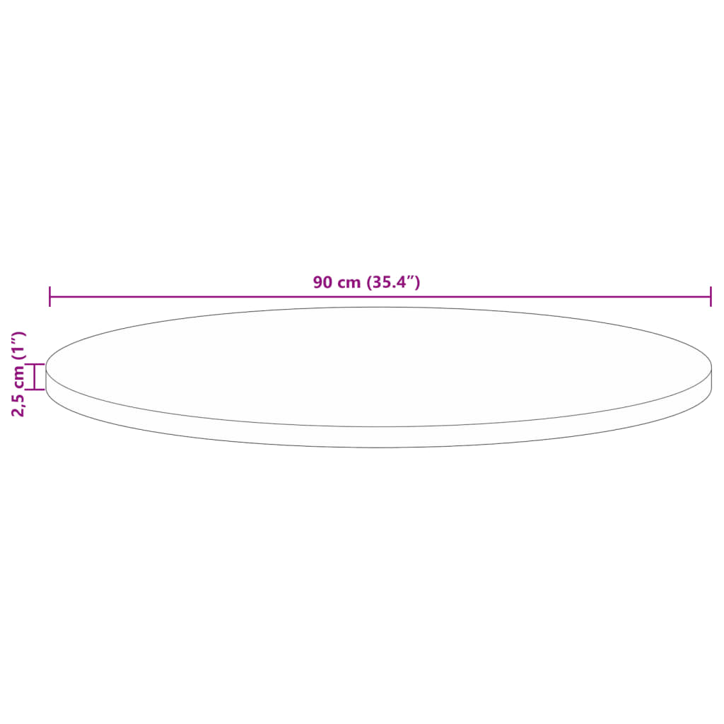 Table top Ø 90x2.5 cm round solid reclaimed wood